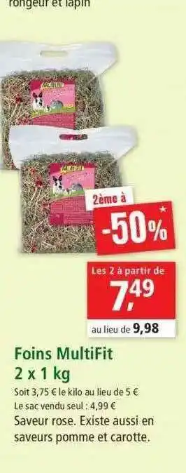 Maxi Zoo Foins Multifit 2 X 1 Kg offre