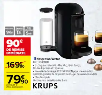 Carrefour Nespresso vertuo offre