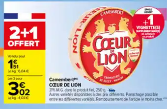 Carrefour Camembert CŒUR DE LION offre