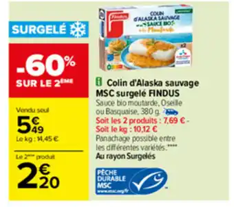 Colin d'alaska sauvage MSC surgelé FINDUS