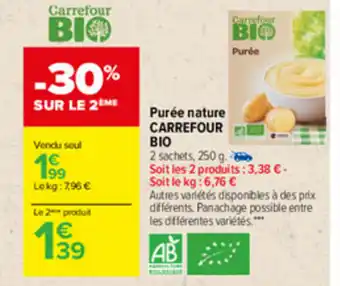Carrefour Purée nature CARREFOUR BIO offre