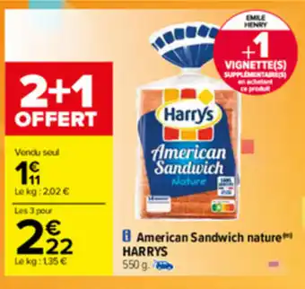 Carrefour American sandwich nature HARRYS offre