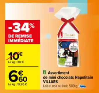Carrefour Assortiment de mini chocolats napolitain VILLARS offre
