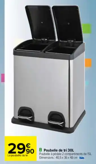 Carrefour Poubelle de tri 30L offre