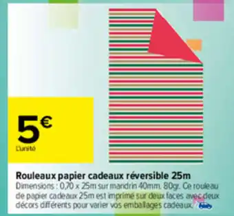 Carrefour Rouleaux papier cadeaux réversible 25 m offre