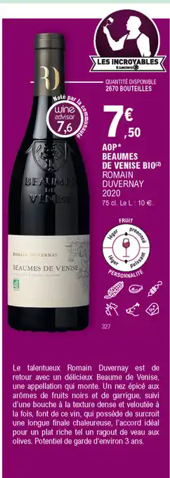 E.Leclerc AOP Beaumes de Venise Bio offre