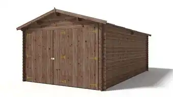 Bricorama Garage en bois - 21m2 - 3,50x6m - imprégnée - Ep. 28mm - couleur: marron offre