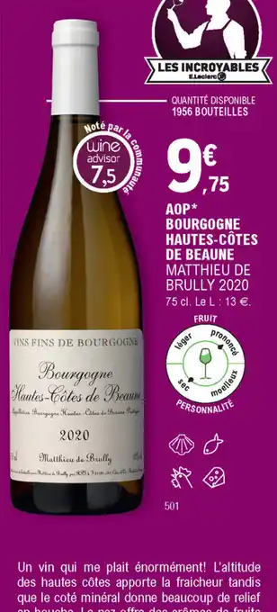 E.Leclerc AOP Bourgogne Hautes-Côtes de Beaune offre
