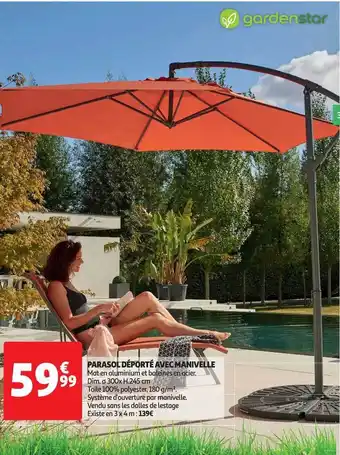 Auchan Parasol Déporté Avec Manivelle Gardenstar offre