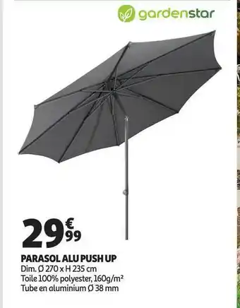 Auchan Parasol Alu Push Up Gardenstar offre