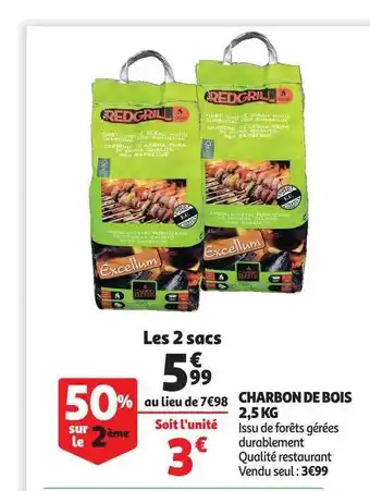 Auchan Charbon De Bois 2,5 Kg Redgrill offre