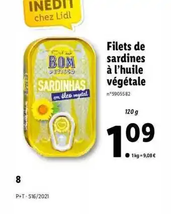 Lidl Filets De Sardines à L'huile Végétale offre