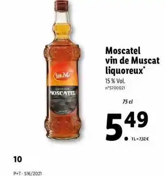 Lidl Moscatel Vin De Muscat Liquoreux offre