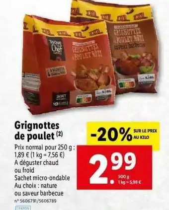 Lidl Grignottes De Poulet Toque Du Chef offre