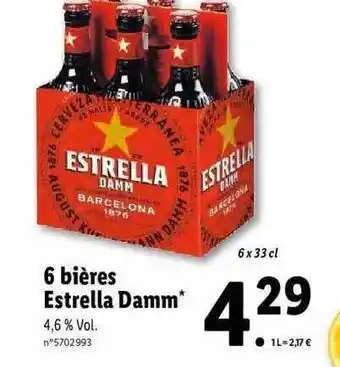 Lidl 6 Bières Estrella Damm offre