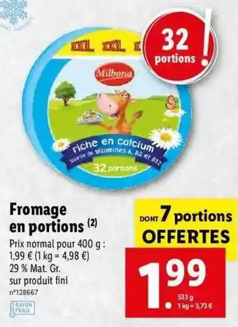 Lidl Fromage En Portions Milbona offre