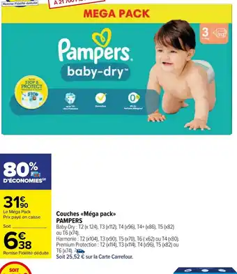 Carrefour Market Couches Méga pack PAMPERS offre