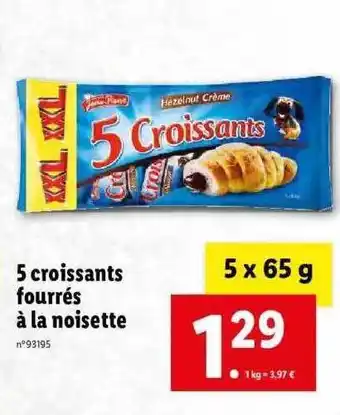 Lidl 5 Croissants Fourrés à La Noisette offre