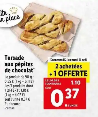 Lidl Torsade Aux Pépites De Chocolat offre