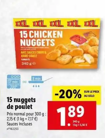 Lidl 15 Nuggets De Poulet offre