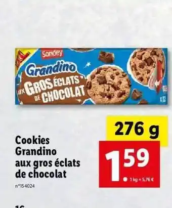 Lidl Cookies Grandino Aux Gros éclats De Chocolat offre