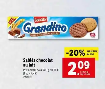 Lidl Sablés Chocolat Au Lait Sondey offre
