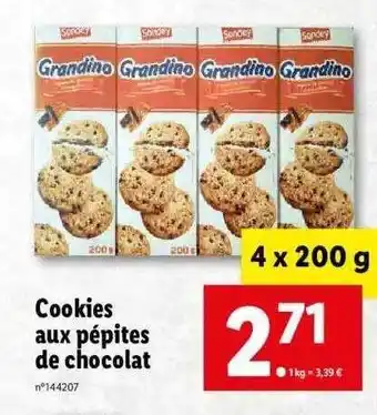 Lidl Cookies Aux Pépites De Chocolat Grandino offre