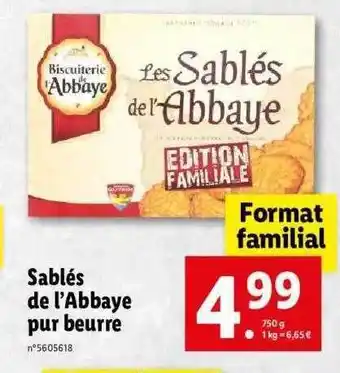 Lidl Sablés De L'abbaye Pur Beurre Biscuiterie De L'abbaye offre