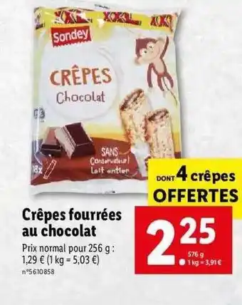 Lidl Crêpes Fourrées Au Chocolat Sondey offre