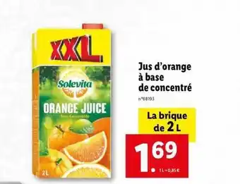 Lidl Jus D'orange à Base De Concentré Solevita offre