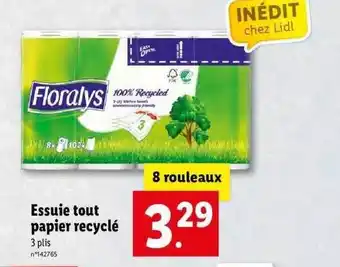 Lidl Essuie-tout Papier Recyclé Floralys offre