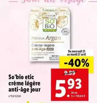 So-bio étic Crème Légère Anti-âge Jour