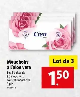 Lidl Mouchoirs à L'aloé Véra Cien offre