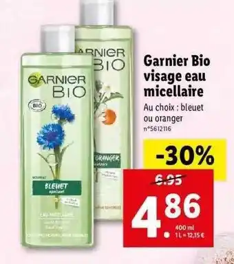 Lidl Garnier Bio Visage Eau Micellaire offre
