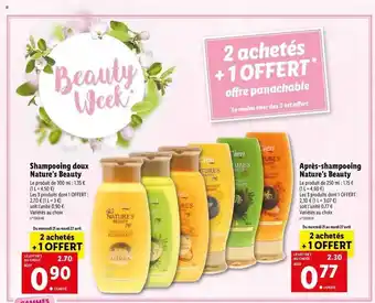 Lidl Shampooing Doux Nature's Beauty, Après-shampooing Nature's Beauty offre