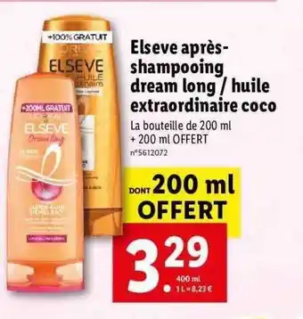 Lidl Elsève Après-shampooing Dream Long - Huile Extraordinaire Coco offre