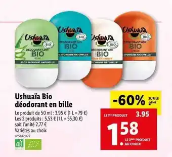 Lidl Ushuaïa Bio Déodorant En Bille offre
