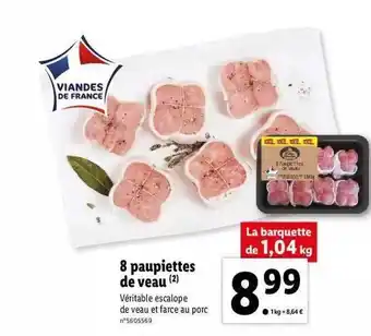 Lidl 8 Paupiettes De Veau offre