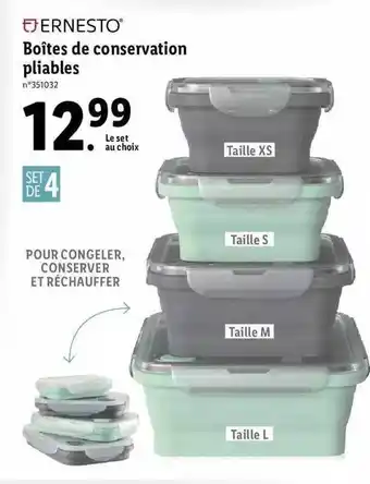 Lidl Boîtes De Conservation Pliables Ernesto offre