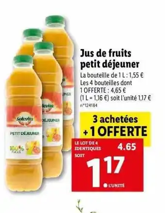 Lidl Jus De Fruits Petit Déjeuner Solevita offre