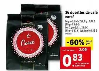 Lidl 36 Dosettes De Café Corsé offre