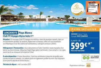 Lidl Lanzarote Playa Blanca Club Fti Voyages Alyssa Suite 4 offre