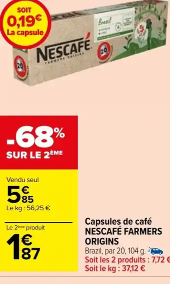 Carrefour Market Capsules de café NESCAFÉ FARMERS ORIGINS offre