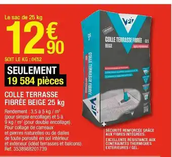 Brico Dépôt Colle Terrasse Fibrée Beige 25 Kg offre
