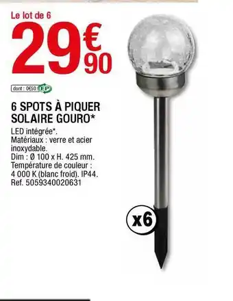 Brico Dépôt 6 Spots à Piquer Solaire Gouro offre