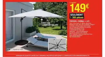 Brico Dépôt Parasol «tanna» + Led offre