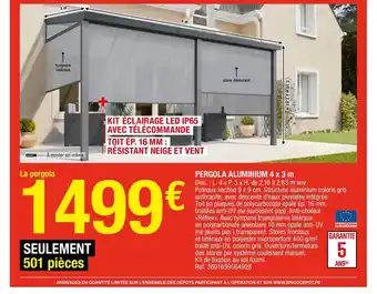 Brico Dépôt Pergola Aluminium 4 X 3 M offre