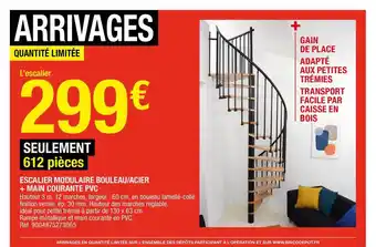 Escalier Modulaire Bouleau-acier + Main Courante Pvc