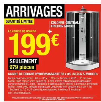 Brico Dépôt Cabine De Douche Hydromassante 85 X 85 «black & Mirror» offre
