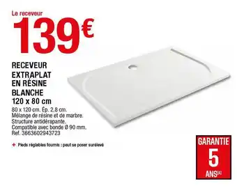 Brico Dépôt Receveur Extraplat En Résine Blanche 120 X 80 Cm offre